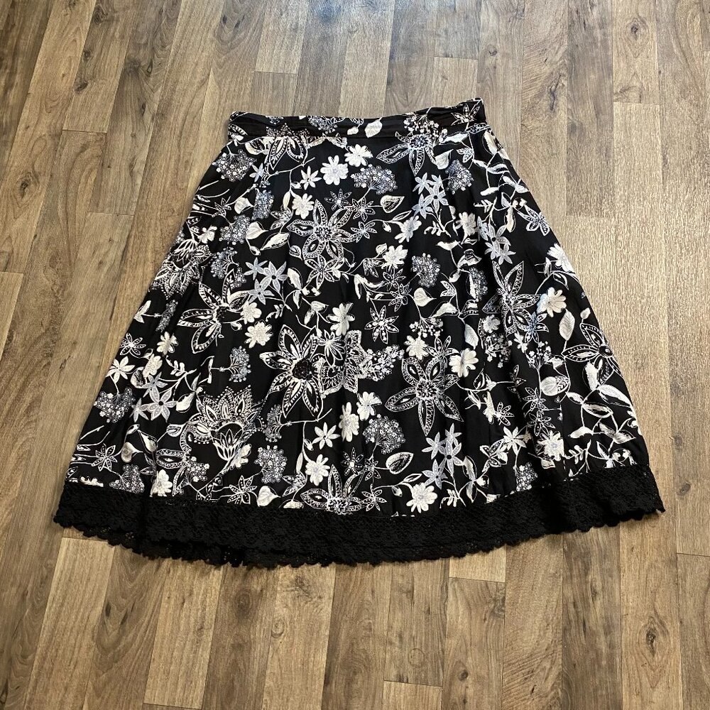 Boca Bay Black Foral Skirt Swim Cover Size Large
